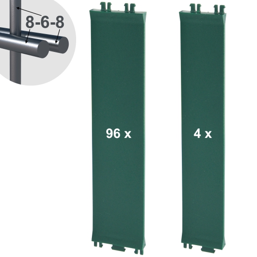 Sichtschutzelemente SET grün für 8-6-8er Doppelstabmatten - für 2 Reihen à 2,5m