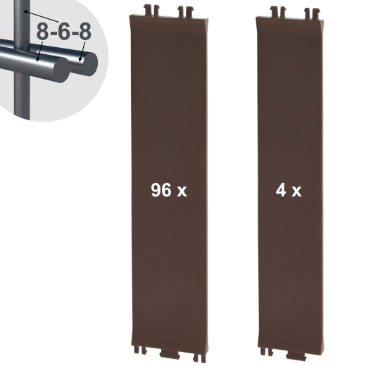 Sichtschutzelemente SET braun für 8-6-8er Doppelstabmatten - für 2 Reihen à 2,5m