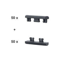 Abschluß-Clip SET anthrazitgrau für eine 6-5-6er Doppelstabmatte à 2,5m