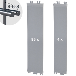 Sichtschutzelemente SET lichtgrau für 8-6-8er Doppelstabmatten - für 2 Reihen à 2,5m