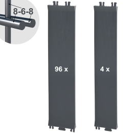 Sichtschutzelemente SET anthrazitgrau für 8-6-8er Doppelstabmatten - für 2 Reihen à 2,5m