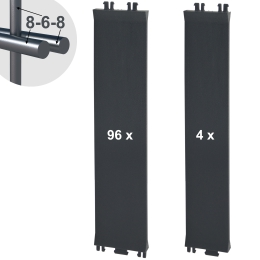 Sichtschutzelemente SET anthrazitschwarz für 8-6-8er Doppelstabmatten - für 2 Reihen à 2,5m