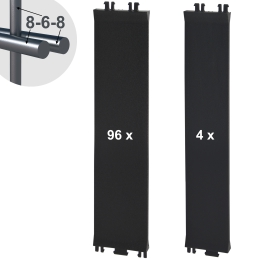 Sichtschutzelemente SET schwarz für 8-6-8er Doppelstabmatten - für 2 Reihen à 2,5m