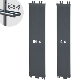 Sichtschutzelemente SET anthrazitgrau für 6-5-6er Doppelstabmatten - für 2 Reihen à 2,5m