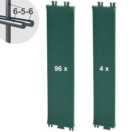 Sichtschutzelemente SET grün für 6-5-6er Doppelstabmatten - für 2 Reihen à 2,5m