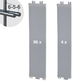 Sichtschutzelemente SET lichtgrau für 6-5-6er Doppelstabmatten - für 2 Reihen à 2,5m