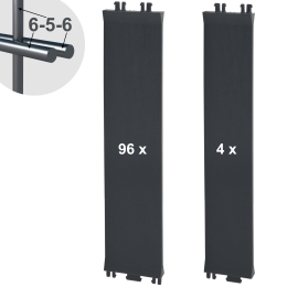 Sichtschutzelemente SET anthrazitschwarz für 6-5-6er Doppelstabmatten - für 2 Reihen à 2,5m