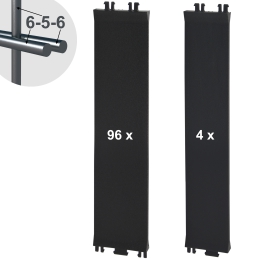 Sichtschutzelemente SET schwarz für 6-5-6er Doppelstabmatten - für 2 Reihen à 2,5m